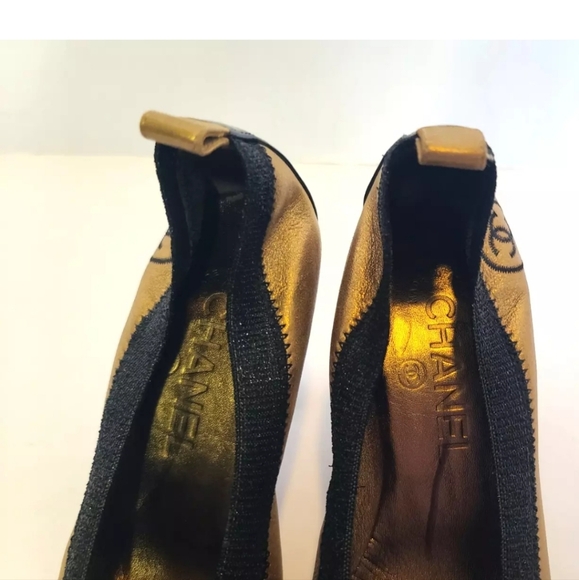 Authentic Chanel Designer Gold Black Womens Stretch Pump Heels EUR 36 US… - Picture 6 of 11